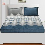 Geometric Blues Winter Bedsheet with 2 pillow cover
