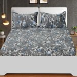 Grey Lily Harmony Winter Bedsheet with 2 pillow cover